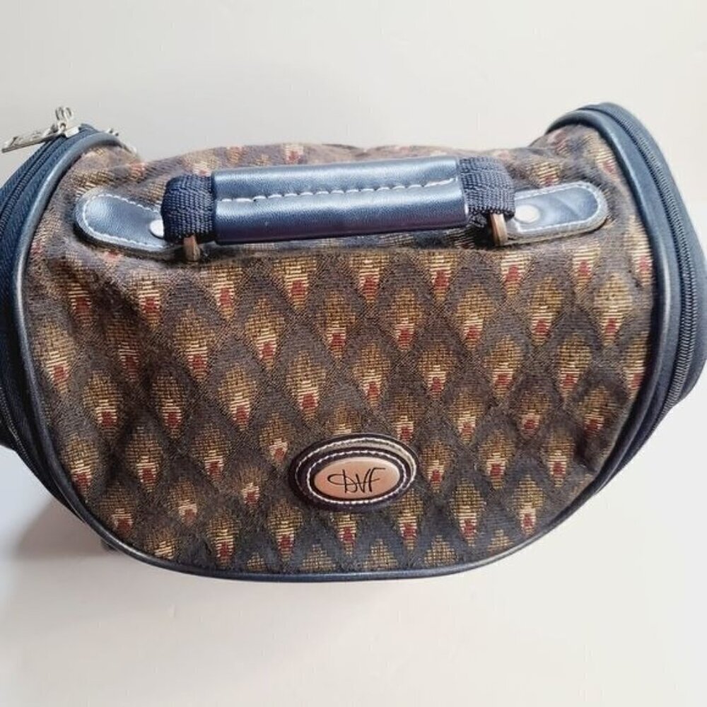 Vintage DVF Diane Von Furstenberg Ikat Fabric Over Night Travel Bag Luggage - Picture 2 of 16